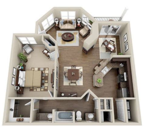 40 Stylish Studio Apartment Floor Plans Ideas - ROUNDECOR | Basement house plans, Studio ...