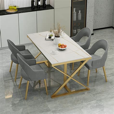 Modern Gray Velvet Dining Chair in Gold-Homary