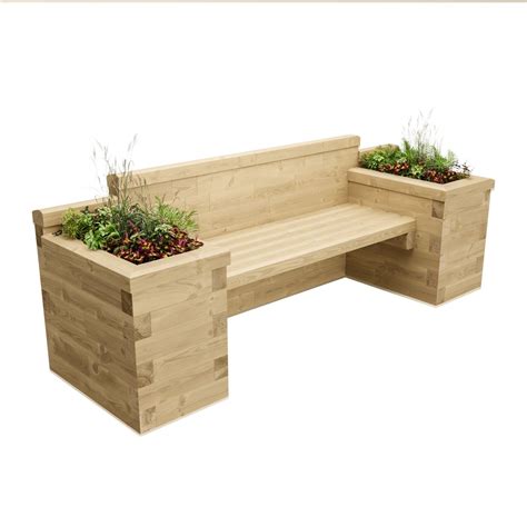 Garden Bench with Bookend Planters / 2.4 x 0.75 x 0.85m | Garden bench diy, Wooden garden ...