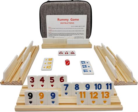 Amazon.com: Rummy Cube Game with Case and 4 Wooden Racks/Trays, 106 Rummy Tiles Game Sets ...