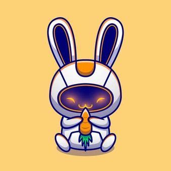 Premium Vector | Cute rabbit robot hug carrot cartoon character. animal ...