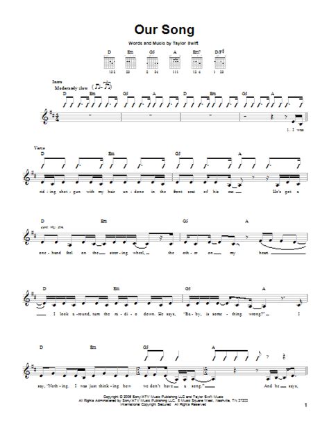 Our Song | Sheet Music Direct