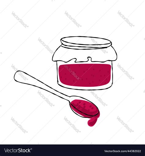 Jam with a spoon on a white Royalty Free Vector Image