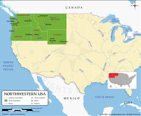 Northwestern US Map, Map of Northwest USA, Northwest States Map (United ...