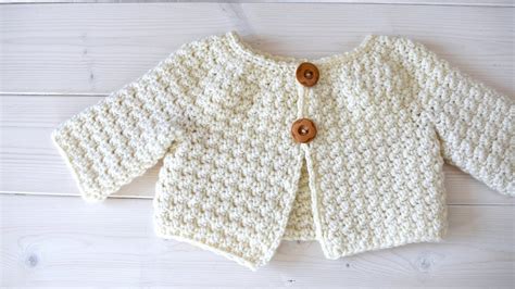 How to crochet a simple textured baby / children's cardigan - The Esme Cardigan - YouTube