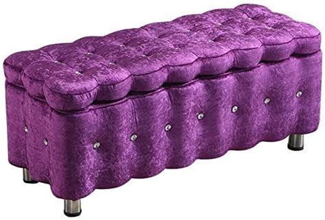 YLYWCG Ottoman Storage - Purple Velour Finish - Comfortable Padded Seat ...