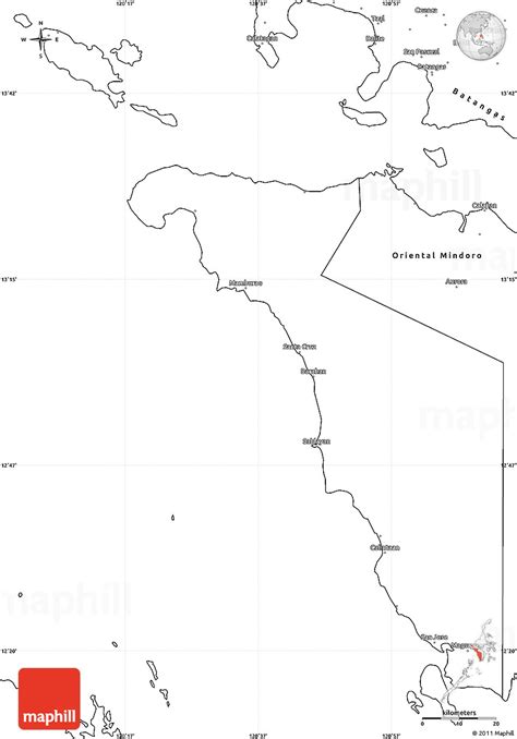 Blank Simple Map of Occidental Mindoro