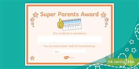 Super Parents Award Certificate 1 (professor feito) - Twinkl