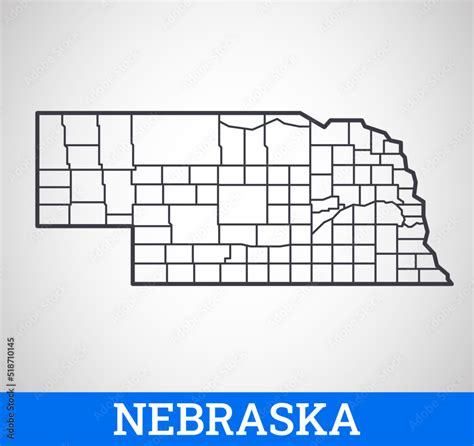 Simple outline map of Nebraska, America. Vector graphic illustration ...