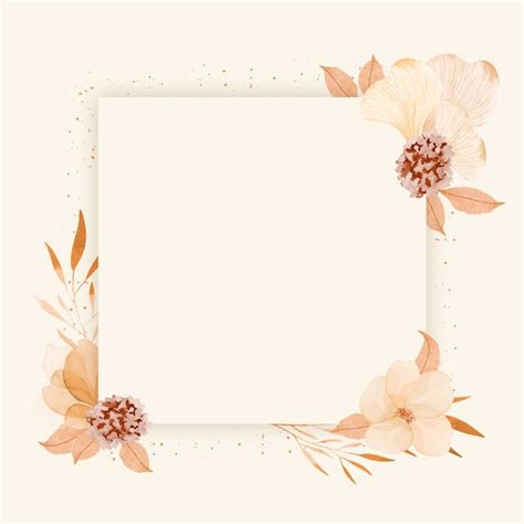 Premium Vector | Watercolor floral frame blank card template