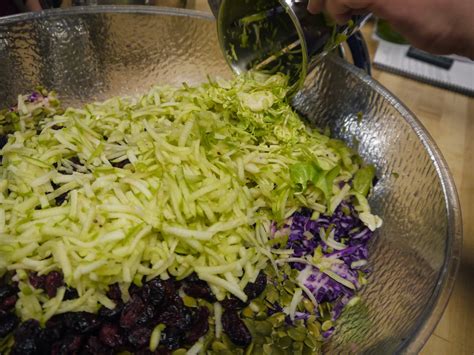 Cruciferous Salad with Cranberries, Pumpkin seeds and Mustard Dressing