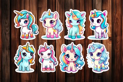 Cute Kawaii Unicorns Printable Stickers Gráfico por DreanArtDesign · Creative Fabrica