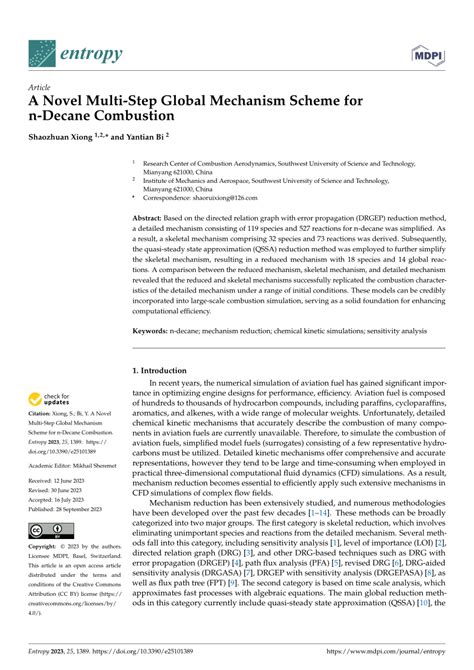 (PDF) A Novel Multi-Step Global Mechanism Scheme for n-Decane Combustion