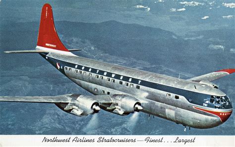 Northwest Airlines Boeing 377 Stratocruiser Postcard Airplane In Flight 1950s | Aviones de ...