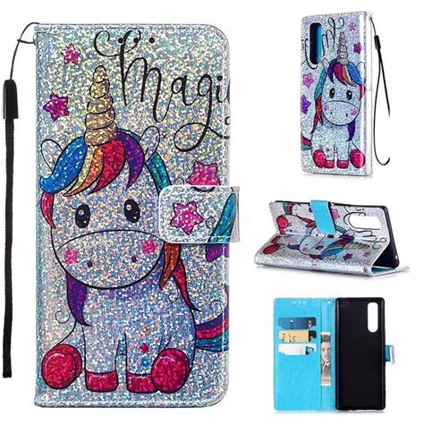 Star Unicorn Sequins Painted Leather Wallet Case for Sony Xperia 5 - Sony Xperia 5 Cases - Guuds ...