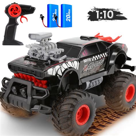 Yexmas 1:10 Scale 4WD RC Cars, All Terrain RC Monster Car, 2.4GHz Spray ...