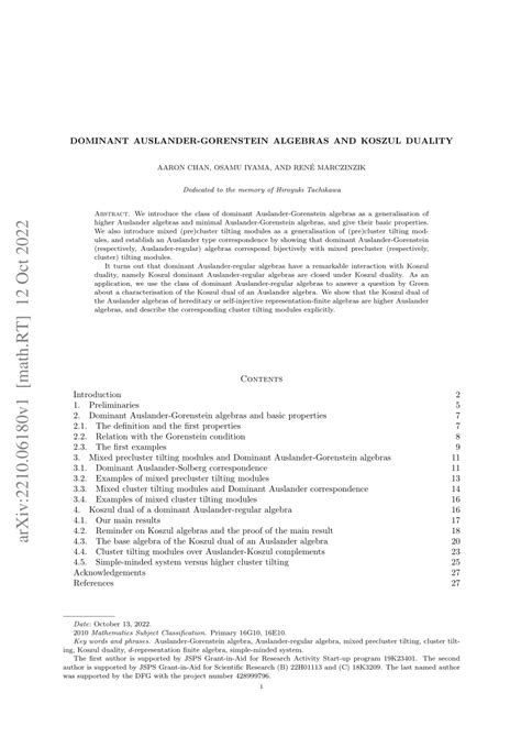 (PDF) Dominant Auslander-Gorenstein algebras and Koszul duality