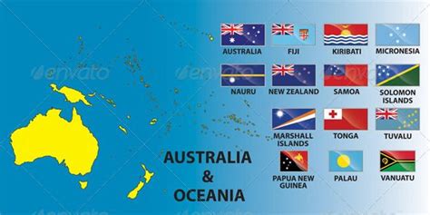 Australia & Oceania Continent & Country Flags | Vector graphics design, Oceania, Australia