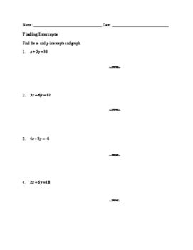 Finding X And Y Intercepts Worksheet Answers - Ivuyteq