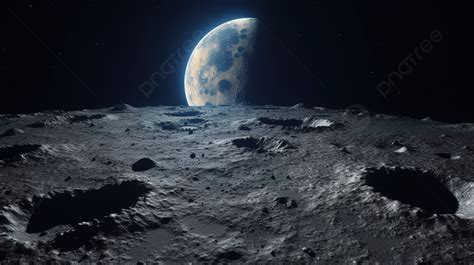 The Moon S Surface Taken From The Surface Of The Moon Background, 3d ...