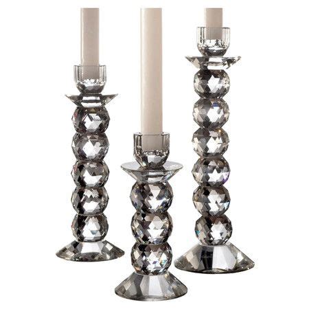 Set of three faceted crystal candleholders. Product: Small, medium, and ...