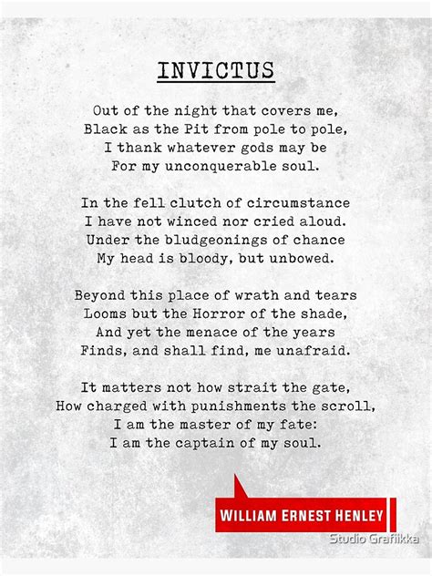 "Invictus - William Ernest Henley Quotes - Literary Quotes - Book Lover ...