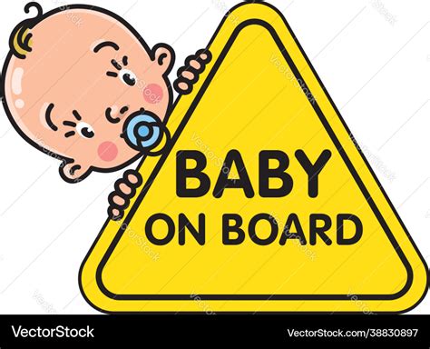 Baby on board sticker funny small boy and sign Vector Image