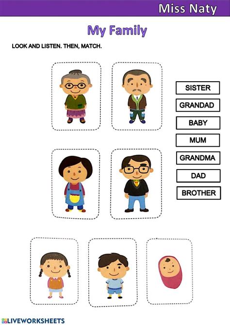 free printable all about my family worksheets httpstribobotcom - family ...