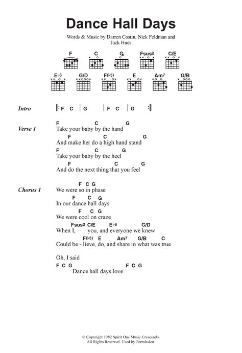 Dance Hall Days by Wang Chung - Guitar Chords/Lyrics - Guitar Instructor