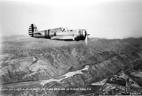 [Photo] P-36 Hawk fighter based at Hickam Field in flight over Oahu, US Territory of Hawaii, 8 ...