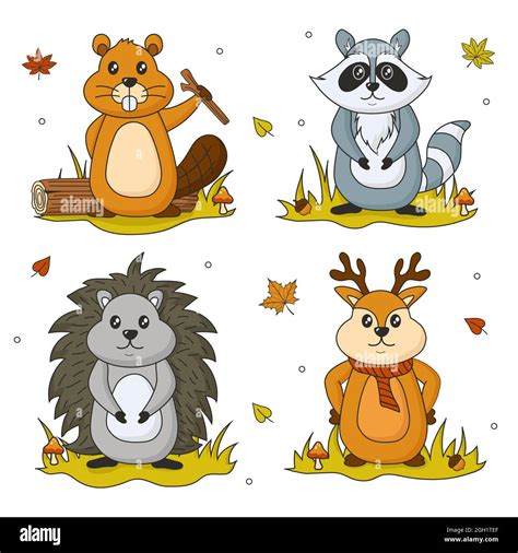 Hand drawn autumn animals set Vector illustration Stock Vector Image & Art - Alamy