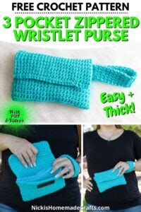 Free Wristlet Crochet Purse Pattern with 3 Pockets and Zipper - Nicki's Homemade Crafts