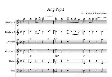 Ang Pipit (Full Score and Parts) – Rondalla Sheet Music by Musicondalla