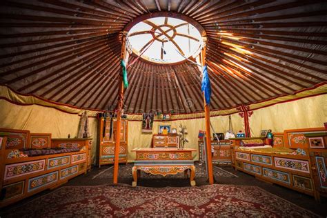 Traditional Colorful Yurta Interior from the Nomadic People in Kalmykia ...