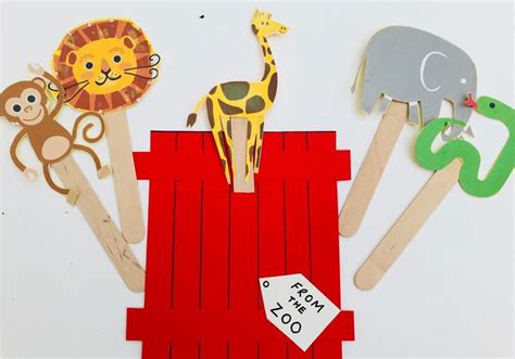 Dear zoo craft - make pop up animal puppets to learn about different animals Zoo Activities ...