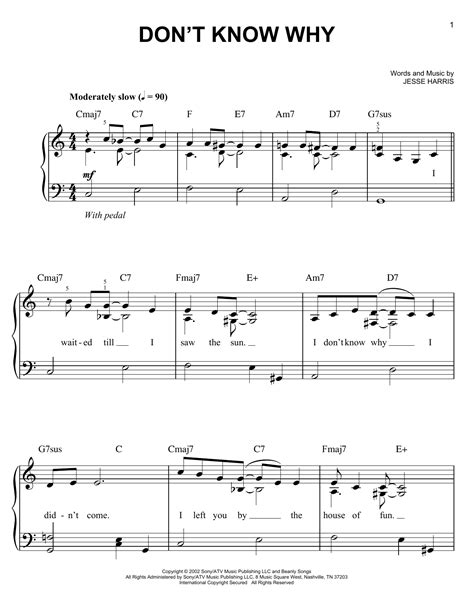 Norah Jones "Don't Know Why" Sheet Music Notes | Download Printable PDF ...