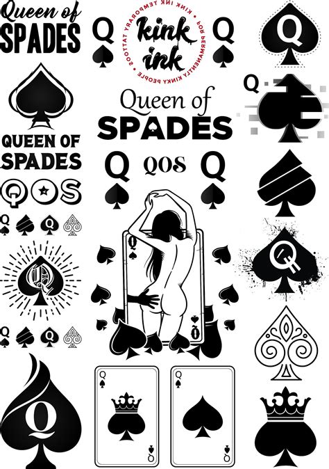 Queen of Spades Temporary Tattoos Set di 23 di Kink Ink - Etsy Italia