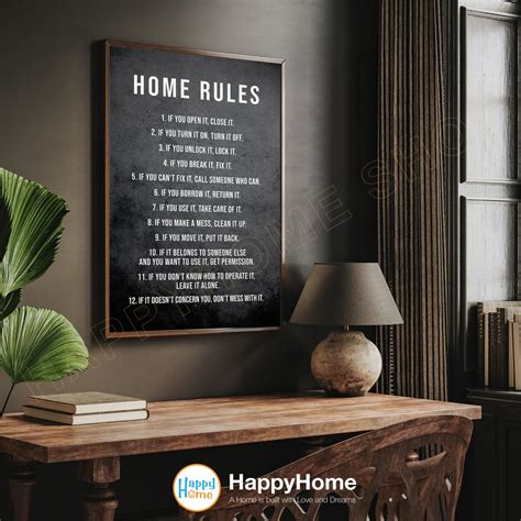 Home Rules Wall Art Family Rules Home Decor Canvas Art Motivational ...