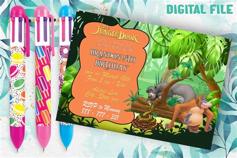 Jungle Book Invitation, Jungle Book Birthday Party, Jungle Book Personalized, Jungle Book ...