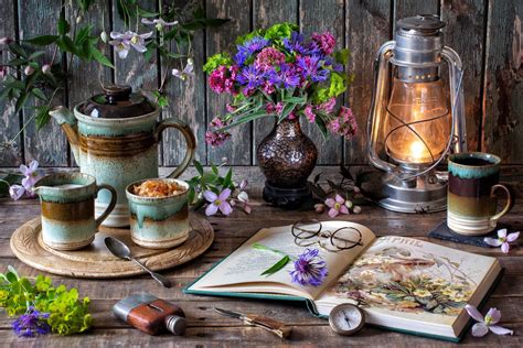 Download Vase Book Flower Lantern Photography Still Life 4k Ultra HD Wallpaper