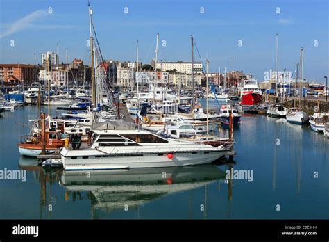 View over yacht marina Stock Photo - Alamy