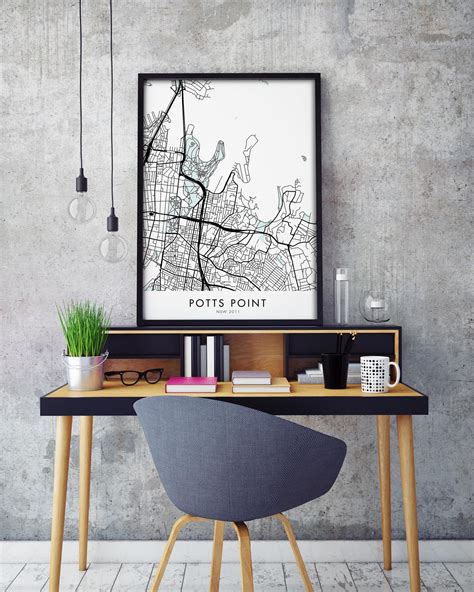 Potts Point Sydney Australia Art City Map Print Wall Art - Etsy