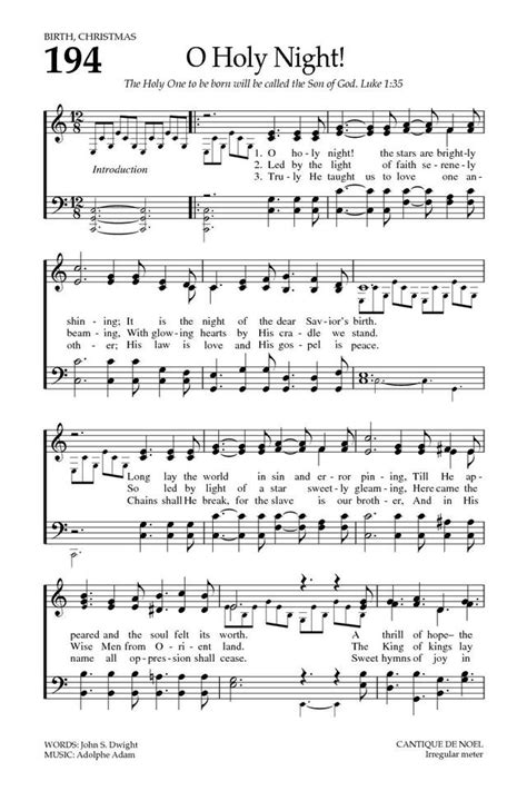 Baptist Hymnal 2008 194. O holy night! The stars are brightly shining - Hymnary.org