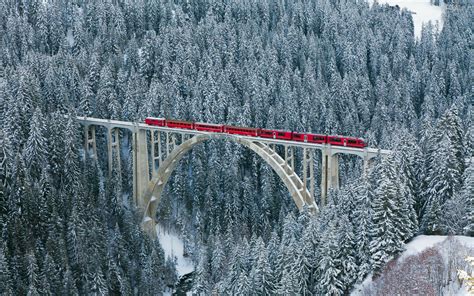 nature, Landscape, Winter, Bridge, Train, Forest, River, Switzerland ...