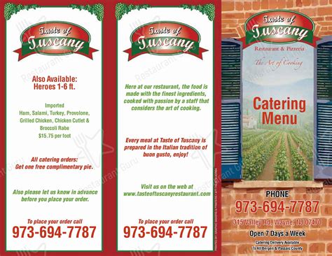 Menu at Taste of Tuscany - Wayne NJ pizzeria, Wayne