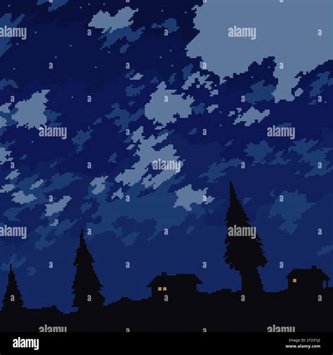 pixel art of rural night sky Stock Vector Image & Art - Alamy