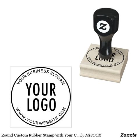 Round Custom Rubber Stamp with Your Company Logo | Zazzle.com | Custom rubber stamps, Wood stamp ...