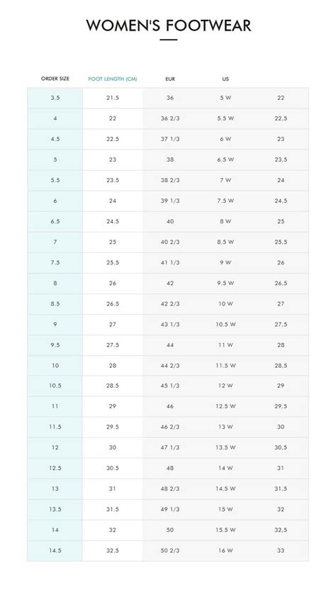 Junior Size Chart Conversion | wordacross.net