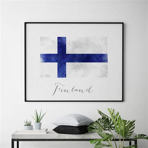 Finland flag print Finland art poster watercolor Travel | Etsy