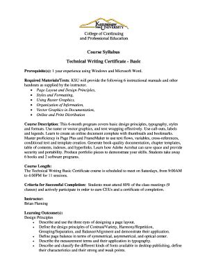 Fillable Online Technical Writing Certificate - Basic Fax Email Print ...